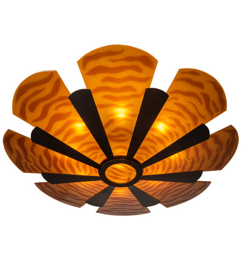 Meyda Lighting Metro Fusion 60" 6-Light Mahogany Bronze Elite Semi-flush Mount Light With Amber Fused Shade Glass