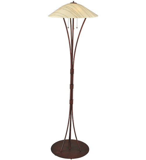 Meyda Lighting Metro Fusion 65" 3-Light Rust Nail Floor Lamp With Sunset Beige Art Shade Glass