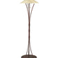 Meyda Lighting Metro Fusion 65" 3-Light Rust Nail Floor Lamp With Sunset Beige Art Shade Glass