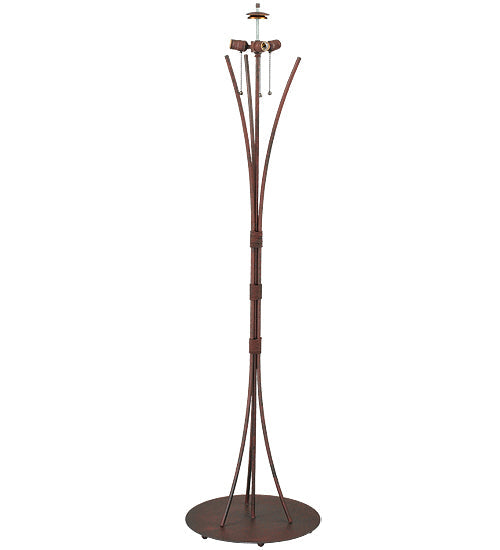 Meyda Lighting Metro Fusion 65" 3-Light Rust Nail Floor Lamp With Sunset Beige Art Shade Glass