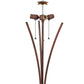 Meyda Lighting Metro Fusion 65" 3-Light Rust Nail Floor Lamp With Sunset Beige Art Shade Glass