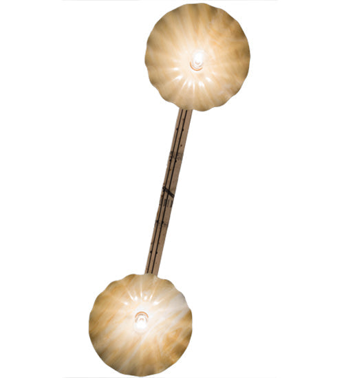 Meyda Lighting Metro Fusion 66" 2-Light Oil Rubbed Bronze Galatia Island Pendant Light With Beige Art Shade Glass