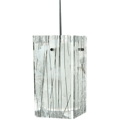 Meyda Lighting Metro Fusion 7" Black Branches Mini Pendant Light With White Quadrato Shade Glass