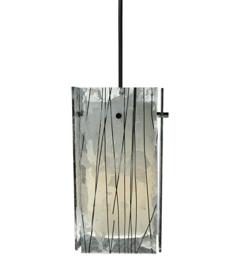 Meyda Lighting Metro Fusion 7" Black Branches Mini Pendant Light With White Quadrato Shade Glass