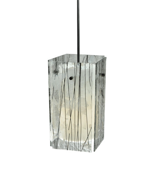Meyda Lighting Metro Fusion 7" Black Branches Mini Pendant Light With White Quadrato Shade Glass