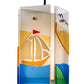 Meyda Lighting Metro Fusion 7" Black Lighthouse Quadrato Mini Pendant Light With Multi-Colored Shade Glass