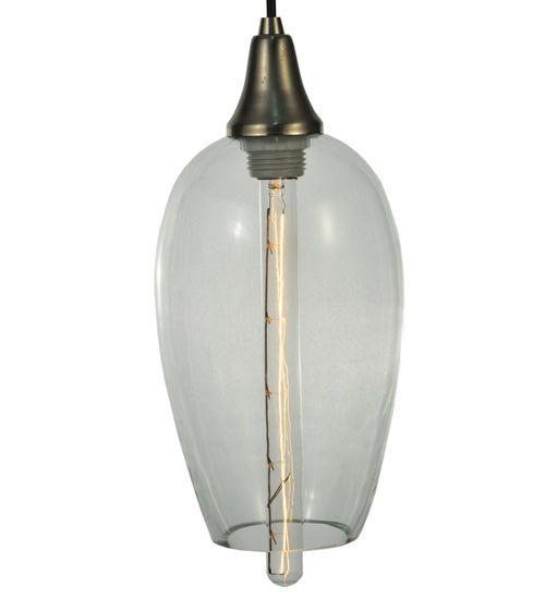 Meyda Lighting Metro Fusion 7" Brushed Nickel Orb Mouth Blown Pendant Light With Clear Shade Glass