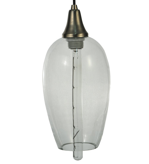 Meyda Lighting Metro Fusion 7" Brushed Nickel Orb Mouth Blown Pendant Light With Clear Shade Glass
