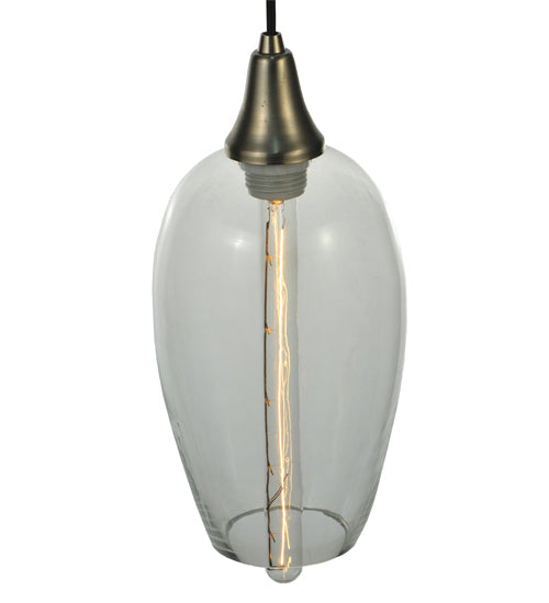 Meyda Lighting Metro Fusion 7" Brushed Nickel Orb Mouth Blown Pendant Light With Clear Shade Glass