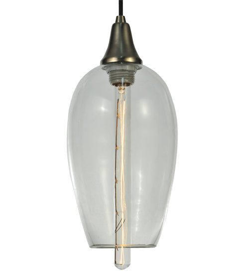 Meyda Lighting Metro Fusion 7" Brushed Nickel Orb Mouth Blown Pendant Light With Clear Shade Glass