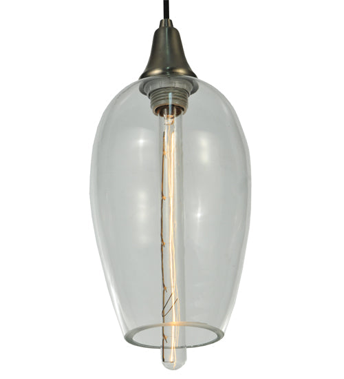 Meyda Lighting Metro Fusion 7" Brushed Nickel Orb Mouth Blown Pendant Light With Clear Shade Glass