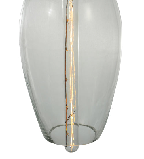 Meyda Lighting Metro Fusion 7" Brushed Nickel Orb Mouth Blown Pendant Light With Clear Shade Glass
