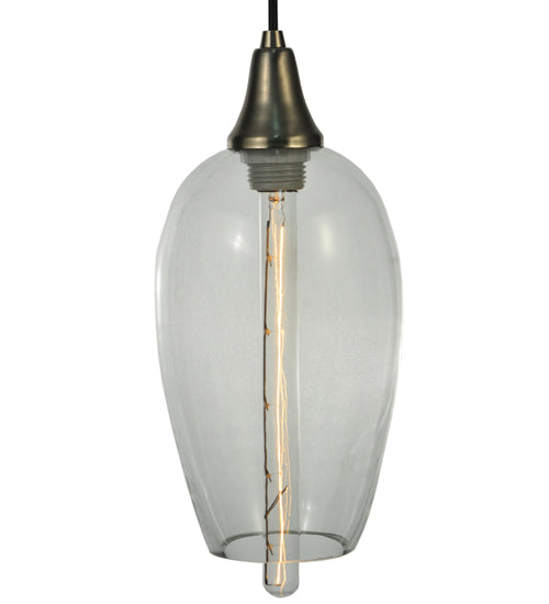 Meyda Lighting Metro Fusion 7" Brushed Nickel Orb Mouth Blown Pendant Light With Clear Shade Glass