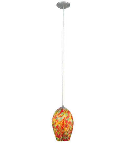 Meyda Lighting Metro Fusion 7" Pewter Popeye Pendant Light With Multi-Colored Shade Glass