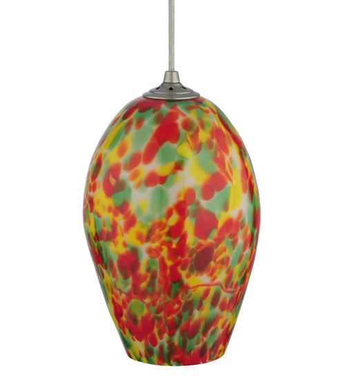 Meyda Lighting Metro Fusion 7" Pewter Popeye Pendant Light With Multi-Colored Shade Glass