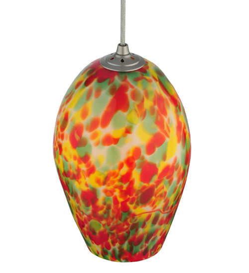 Meyda Lighting Metro Fusion 7" Pewter Popeye Pendant Light With Multi-Colored Shade Glass