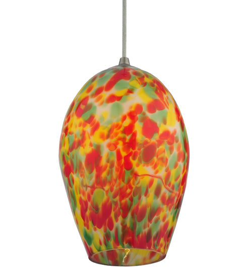 Meyda Lighting Metro Fusion 7" Pewter Popeye Pendant Light With Multi-Colored Shade Glass