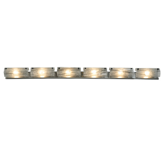 Meyda Lighting Metro Fusion 73" 6-Light Nickel Branches Vanity Light With Black & White Shade Glass