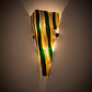 Meyda Lighting Metro Fusion 8" 2-Light Black Fettuccine Wall Sconce With Multi-Colored Shade Glass