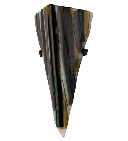 Meyda Lighting Metro Fusion 8" 2-Light Black Fettuccine Wall Sconce With Multi-Colored Shade Glass