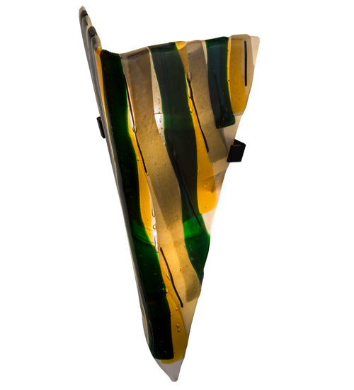 Meyda Lighting Metro Fusion 8" 2-Light Black Fettuccine Wall Sconce With Multi-Colored Shade Glass