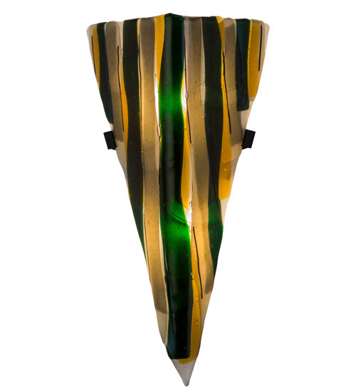 Meyda Lighting Metro Fusion 8" 2-Light Black Fettuccine Wall Sconce With Multi-Colored Shade Glass
