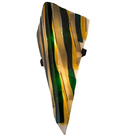 Meyda Lighting Metro Fusion 8" 2-Light Black Fettuccine Wall Sconce With Multi-Colored Shade Glass