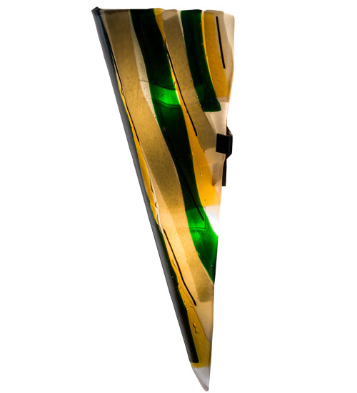 Meyda Lighting Metro Fusion 8" 2-Light Black Fettuccine Wall Sconce With Multi-Colored Shade Glass
