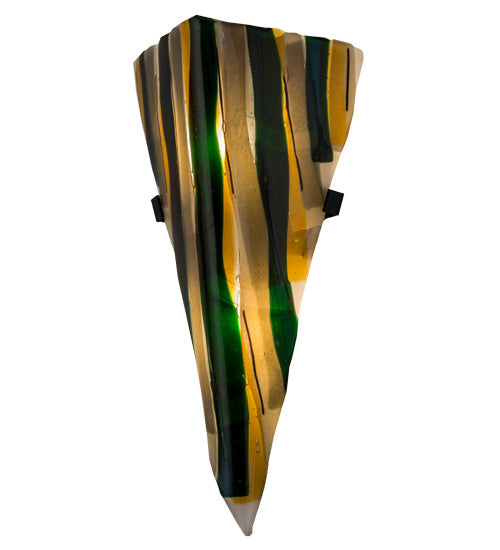 Meyda Lighting Metro Fusion 8" 2-Light Black Fettuccine Wall Sconce With Multi-Colored Shade Glass