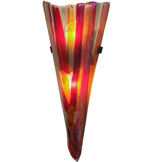 Meyda Lighting Metro Fusion 8" 2-Light Black Marina Wall Sconce With Multi-Colored Shade Glass