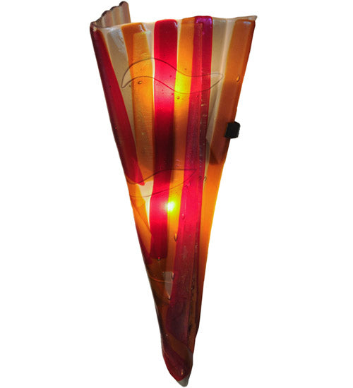 Meyda Lighting Metro Fusion 8" 2-Light Black Marina Wall Sconce With Multi-Colored Shade Glass