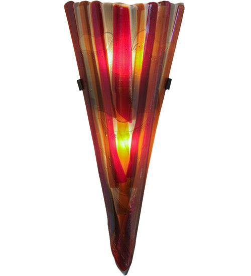 Meyda Lighting Metro Fusion 8" 2-Light Black Marina Wall Sconce With Multi-Colored Shade Glass