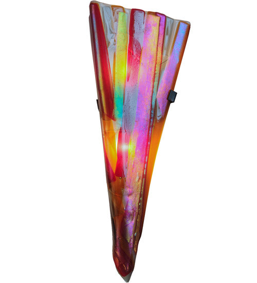 Meyda Lighting Metro Fusion 8" 2-Light Black Marina Wall Sconce With Multi-Colored Shade Glass