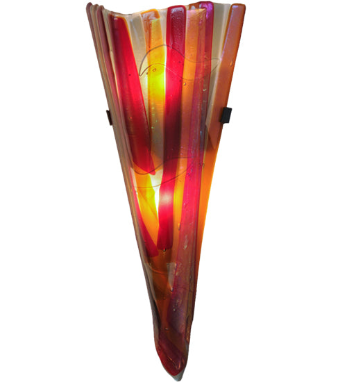 Meyda Lighting Metro Fusion 8" 2-Light Black Marina Wall Sconce With Multi-Colored Shade Glass