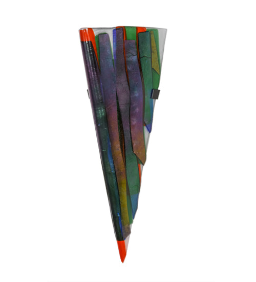 Meyda Lighting Metro Fusion 8" 2-Light Black Penna Di Pavone Wall Sconce With Multi-Colored Shade Glass