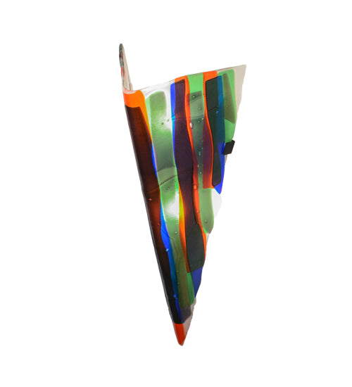 Meyda Lighting Metro Fusion 8" 2-Light Black Penna Di Pavone Wall Sconce With Multi-Colored Shade Glass
