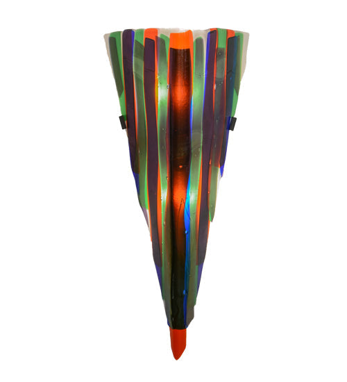Meyda Lighting Metro Fusion 8" 2-Light Black Penna Di Pavone Wall Sconce With Multi-Colored Shade Glass