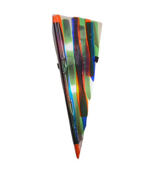 Meyda Lighting Metro Fusion 8" 2-Light Black Penna Di Pavone Wall Sconce With Multi-Colored Shade Glass
