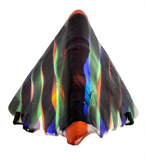 Meyda Lighting Metro Fusion 8" 2-Light Black Penna Di Pavone Wall Sconce With Multi-Colored Shade Glass