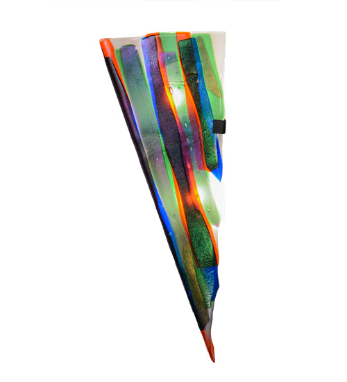 Meyda Lighting Metro Fusion 8" 2-Light Black Penna Di Pavone Wall Sconce With Multi-Colored Shade Glass