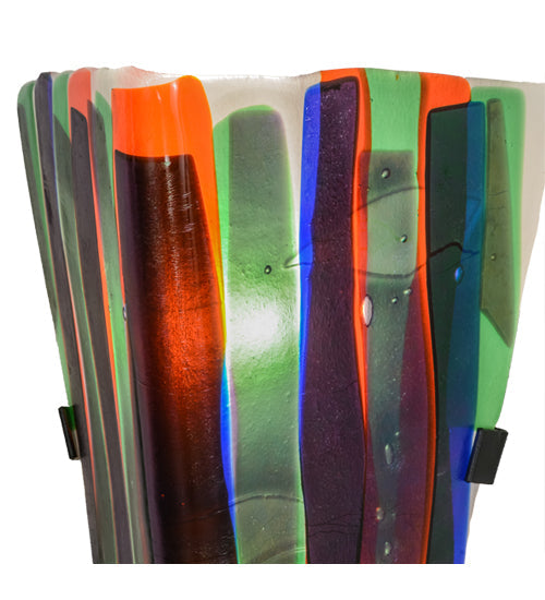 Meyda Lighting Metro Fusion 8" 2-Light Black Penna Di Pavone Wall Sconce With Multi-Colored Shade Glass