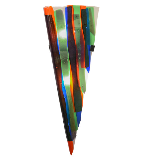 Meyda Lighting Metro Fusion 8" 2-Light Black Penna Di Pavone Wall Sconce With Multi-Colored Shade Glass
