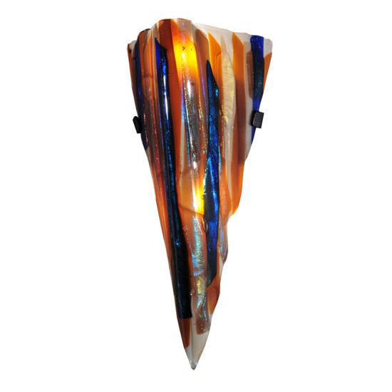 Meyda Lighting Metro Fusion 8" 2-Light Oceano Wall Sconce With Multi-Colored Shade Glass