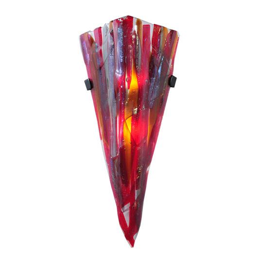 Meyda Lighting Metro Fusion 8" 2-Light Textured Black Lava Wall Sconce With Multi-Colored Shade Glass