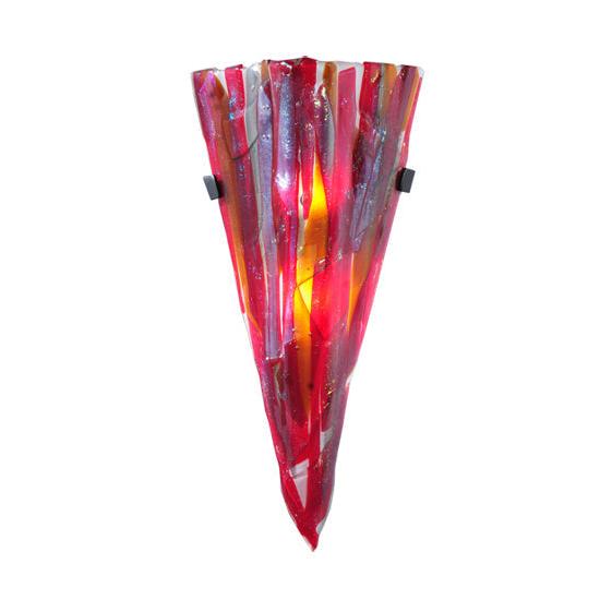 Meyda Lighting Metro Fusion 8" 2-Light Textured Black Lava Wall Sconce With Multi-Colored Shade Glass