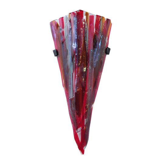 Meyda Lighting Metro Fusion 8" 2-Light Textured Black Lava Wall Sconce With Multi-Colored Shade Glass