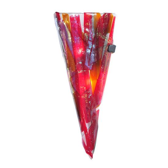 Meyda Lighting Metro Fusion 8" 2-Light Textured Black Lava Wall Sconce With Multi-Colored Shade Glass