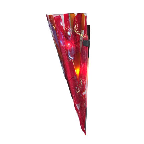 Meyda Lighting Metro Fusion 8" 2-Light Textured Black Lava Wall Sconce With Multi-Colored Shade Glass