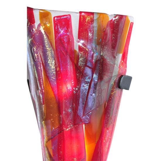 Meyda Lighting Metro Fusion 8" 2-Light Textured Black Lava Wall Sconce With Multi-Colored Shade Glass