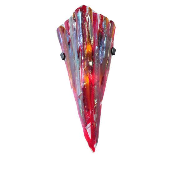 Meyda Lighting Metro Fusion 8" 2-Light Textured Black Lava Wall Sconce With Multi-Colored Shade Glass